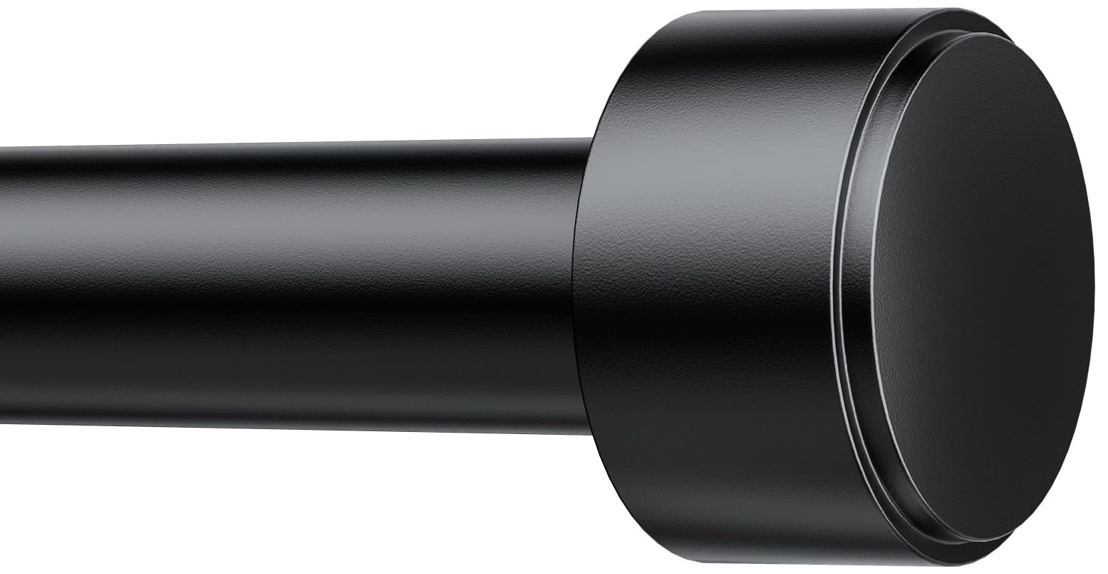 Photo 1 of Curtain Rods for Windows 32-96 Inch, 1 Inch Adjustable Black Curtain Rod Set with Brackets, Easy Install