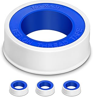 4 Rolls Teflon Tape 1/2Inch(W) 520Inches(L), Plumbers Tape, DUPPCOS Plumbing Tape, Sealant Tape, PTFE Tape, Sealing Tape, Perfect for Shower Head Water Pipe (4)