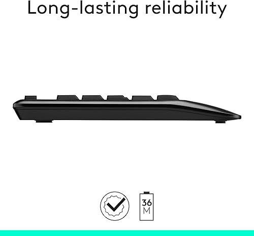 Miniatura 6 de Logitech MK345 Combo de teclado y ratón inalámbricos con reposamuñecas, receptor USB de 2.4 GHz, compatible con PC, laptop, negro