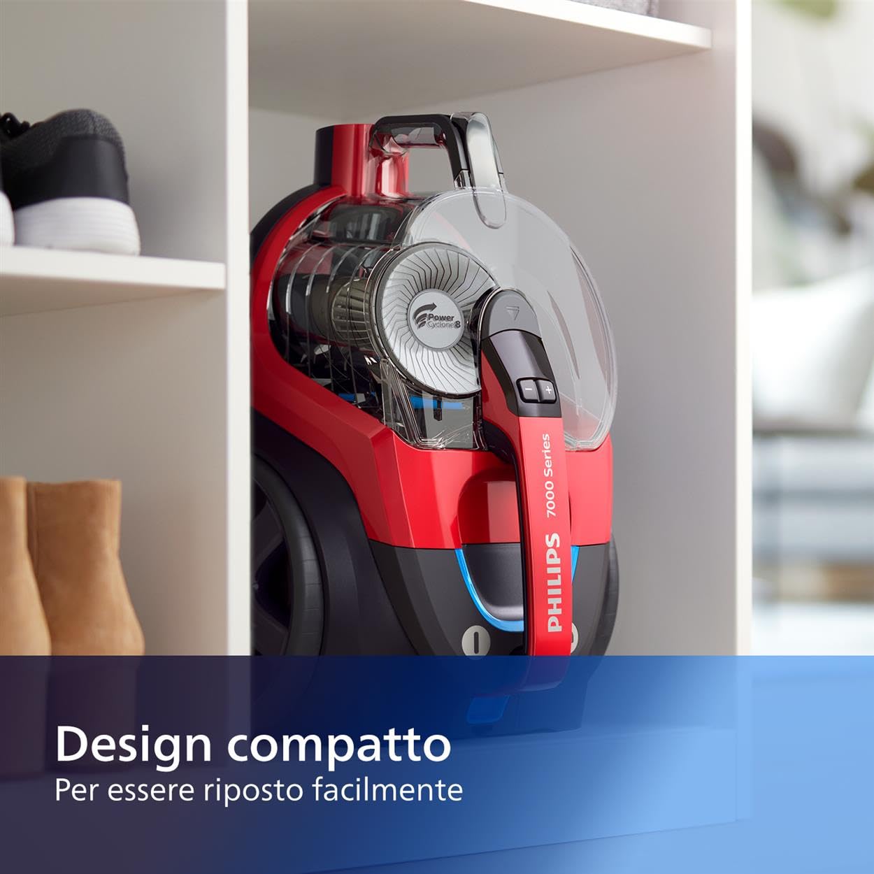 Philips PowerPro Expert Aspirapolvere Senza Sacco, 900W PowerCyclone 8, Filtro Allergy H13 e Spazzola TriActive, Cattura il 99,9% della Polvere (FC9729/09)
