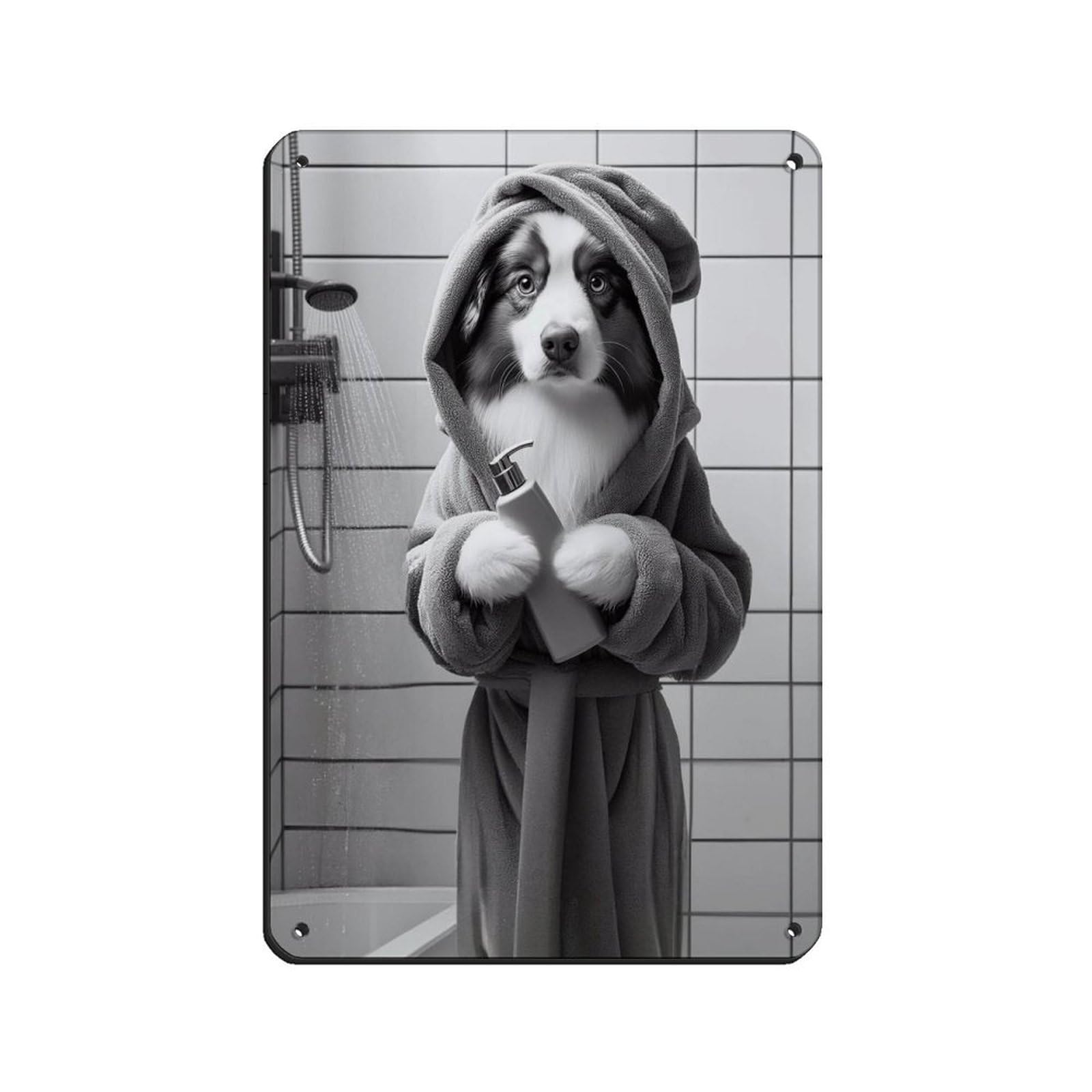 Australian Shepherd Bathroom Art Poster Retro Poster Metal Tin Sign Chic Art Retro Iron Painting Bar People Cave Cafe Family Garage Poster Wall Decoration 8x12inch(20x30cm)