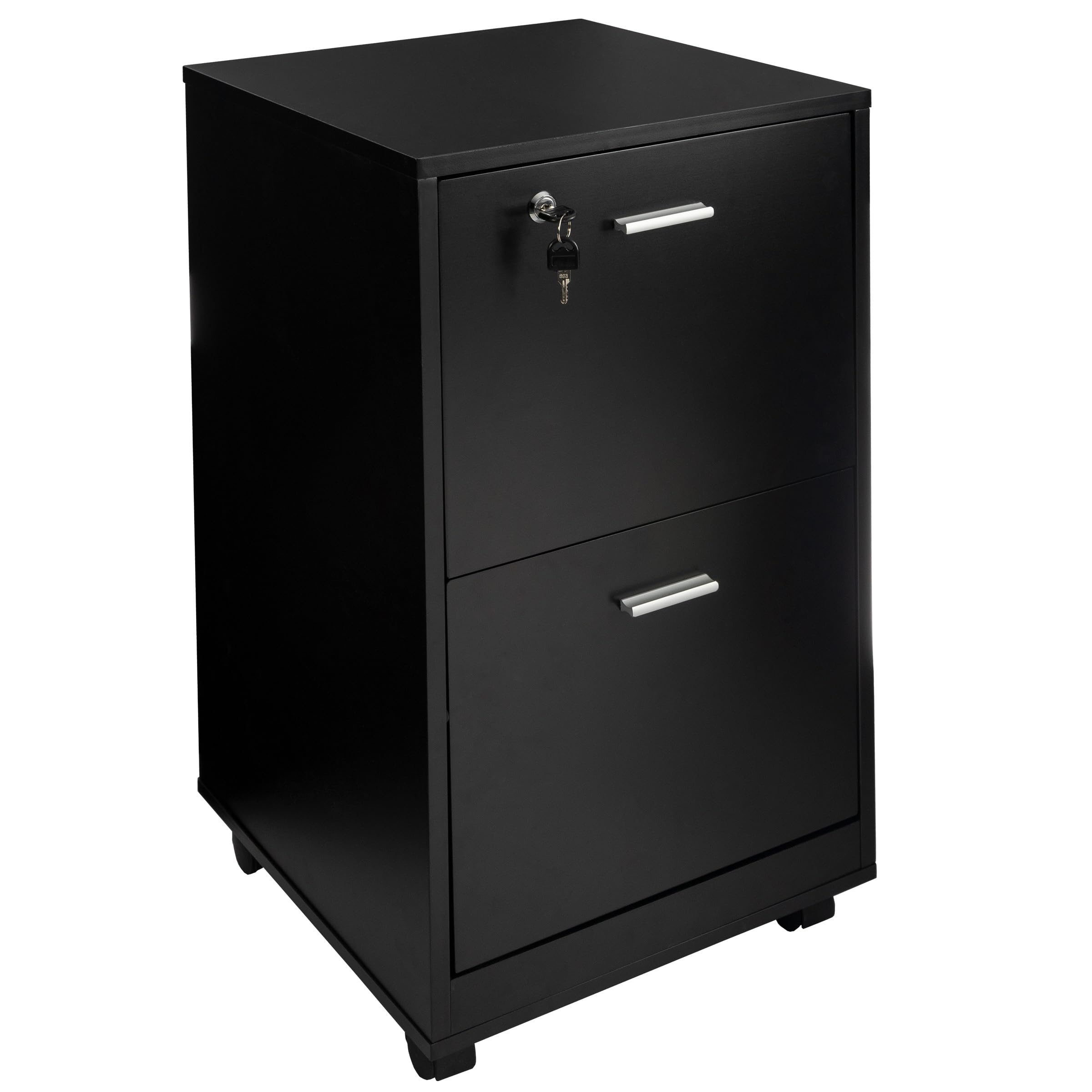 Lavish Home Cabinet-2-Drawer Deep Storage-Rolling (Black) 2-Drawer File Cabinet with Lock, Small