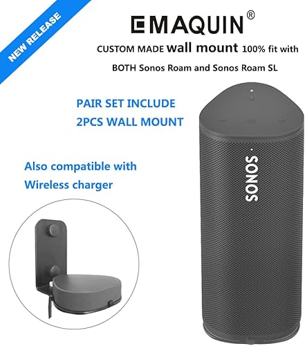 Miniatura 2 de EMAQUIN Soportes de montaje de pared para Sonos RoamSonos Roam SL (juego de 2 piezas, metal resistente, acabado de pintura duradero, fácil de