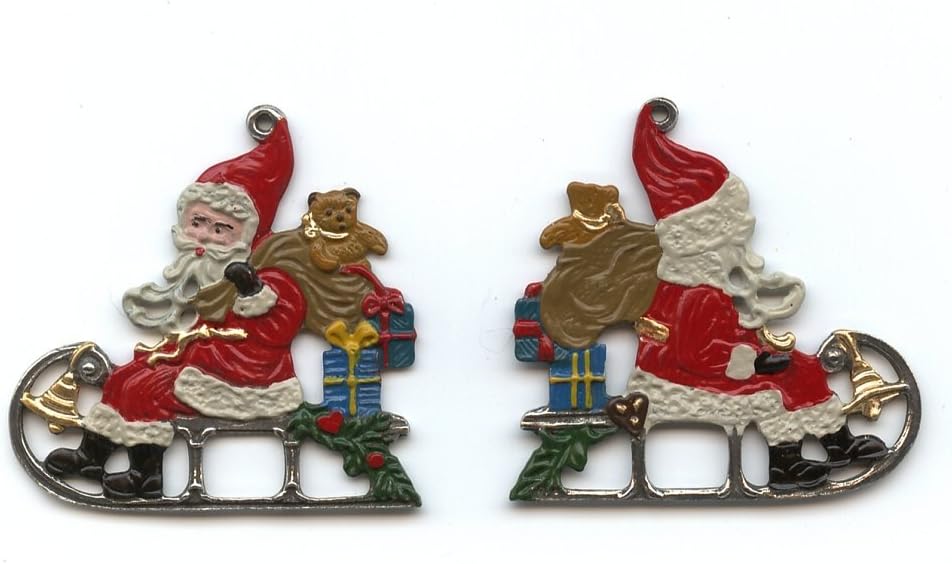 Santa on Sled- German Pewter - Christmas Ornament