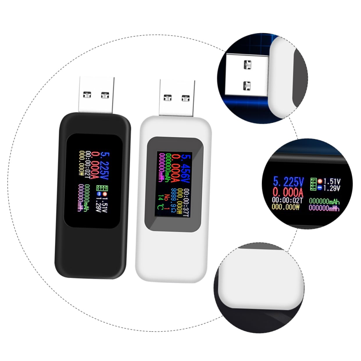 jojofuny 4pcs USB Voltage Power Supply Tester Digital Multimeter for Accurate Voltage and Measurement No Battery Required Colors