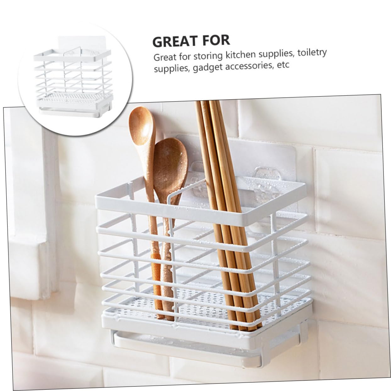 Hemobllo Support Mural pour Baguettes Multifonction sans Perçage Organisateur de Rangement pour Cuisine Étagère à Ustensiles Pratique et Adapté Aux Accessoires
