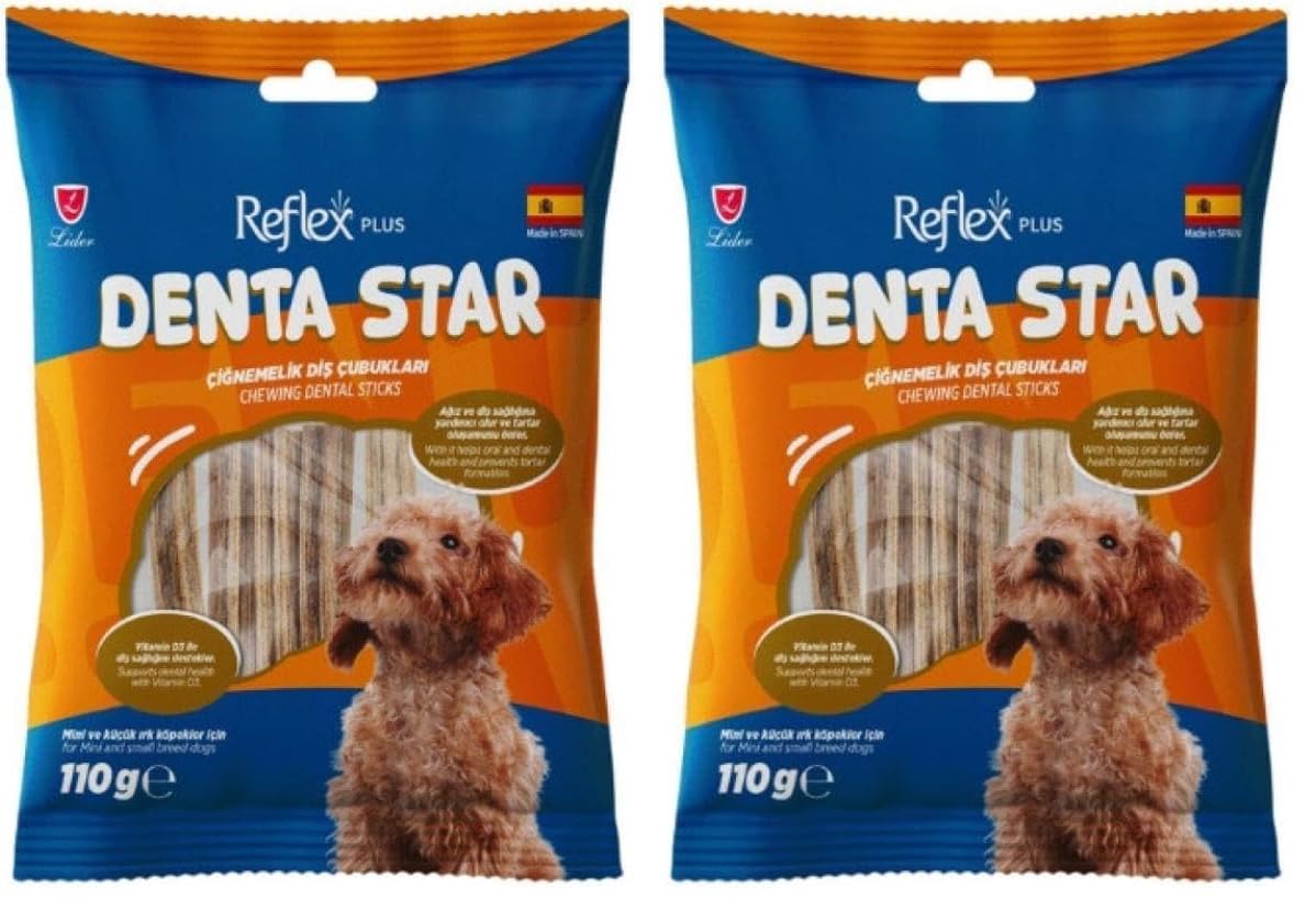 Reflex Plus Dentastar Çiğneme Diş Çubukları Mini ve Küçük Irk Yetişkin Köpek Ödülü 110 Gr (2 paketi)