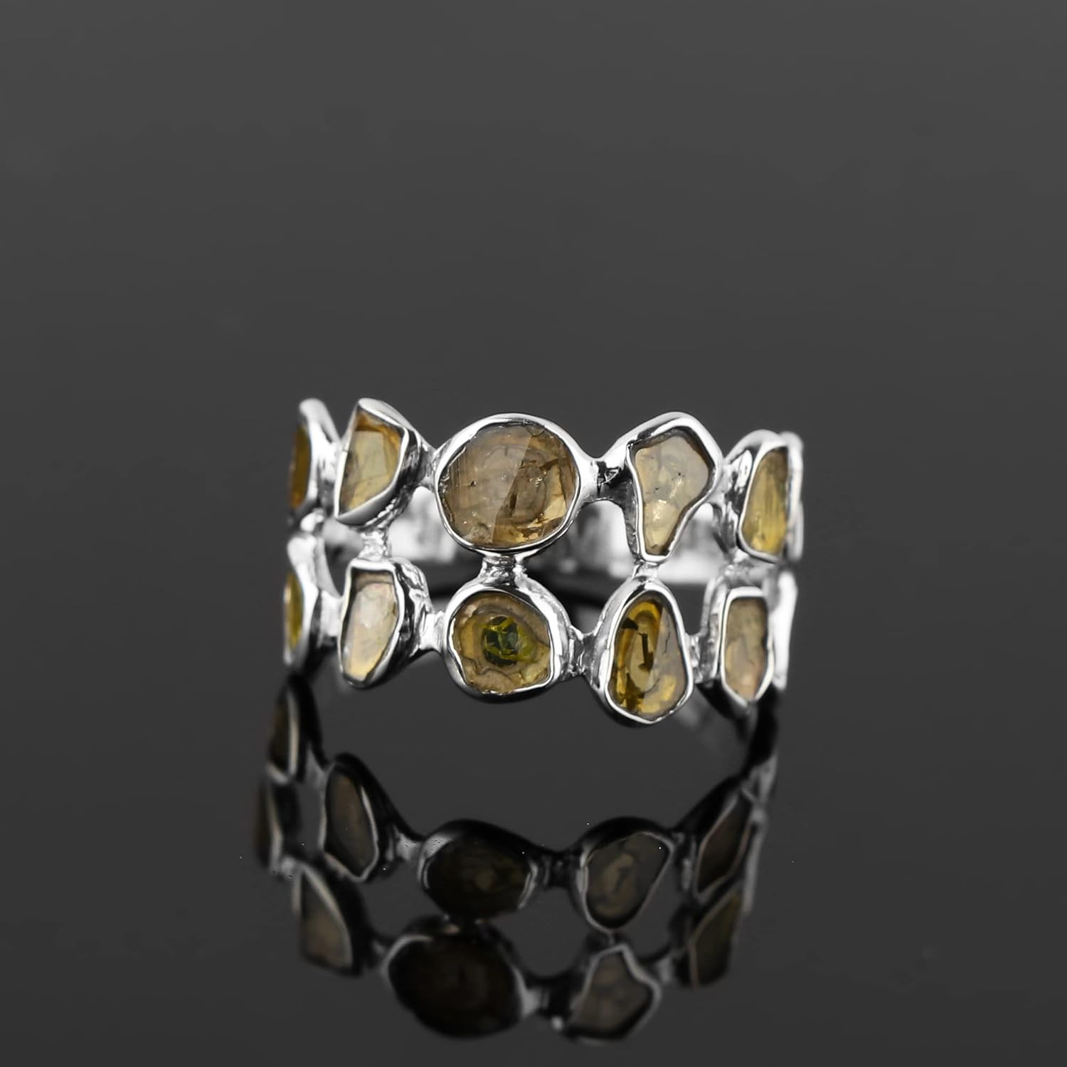 925 Sterling Silver Ring, Genuine Polki Diamond Ring, Plain Slice Blue Diamond, Boho Jewelry Birthday Promise Victorian Wedding Handmade Ring | Gift for Women - Image 5