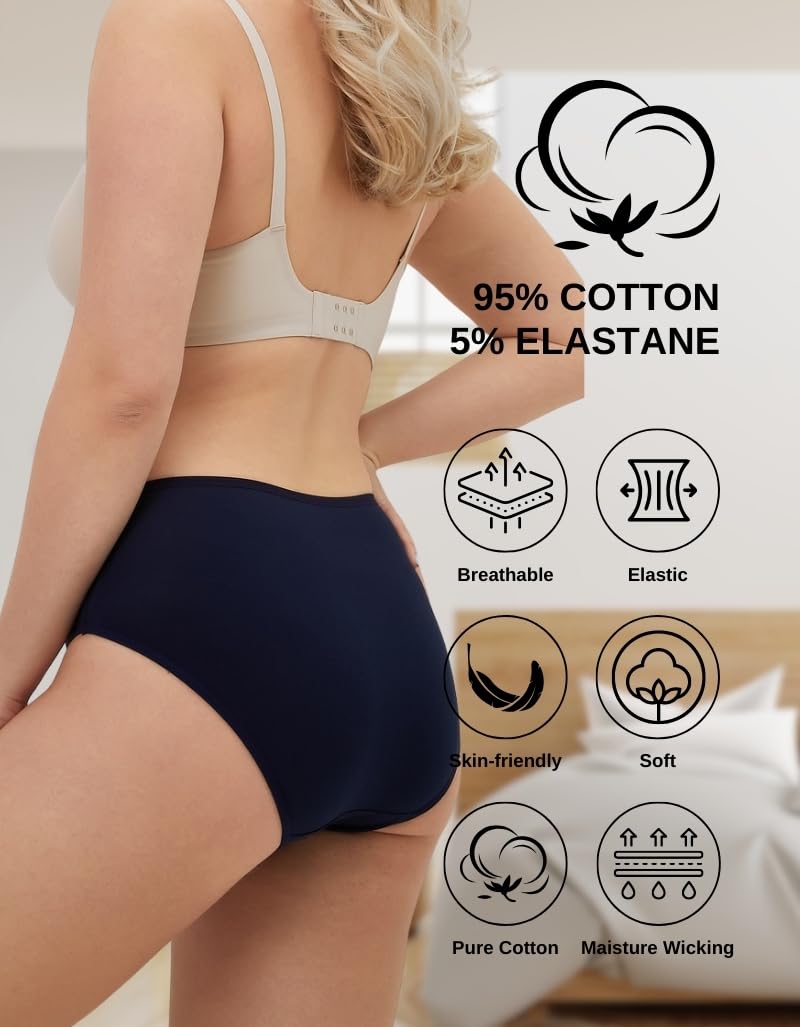 ALYA UNDERWEAR Premium Intimo, Cotone Biologico, Vita Media, Mutande Donna, Traspirante, Confortevole, Morbido Slip, Flessibile, Mutandine, Confezione Multipla (S … 3XL)