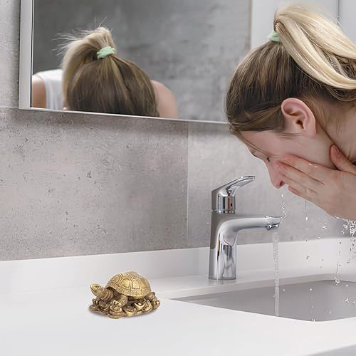 Miniatura 3 de Estatua de latón de tortuga, figura de tortuga Feng Shui para longevidad y riqueza cultural china coleccionable decoración del hogar miniatura