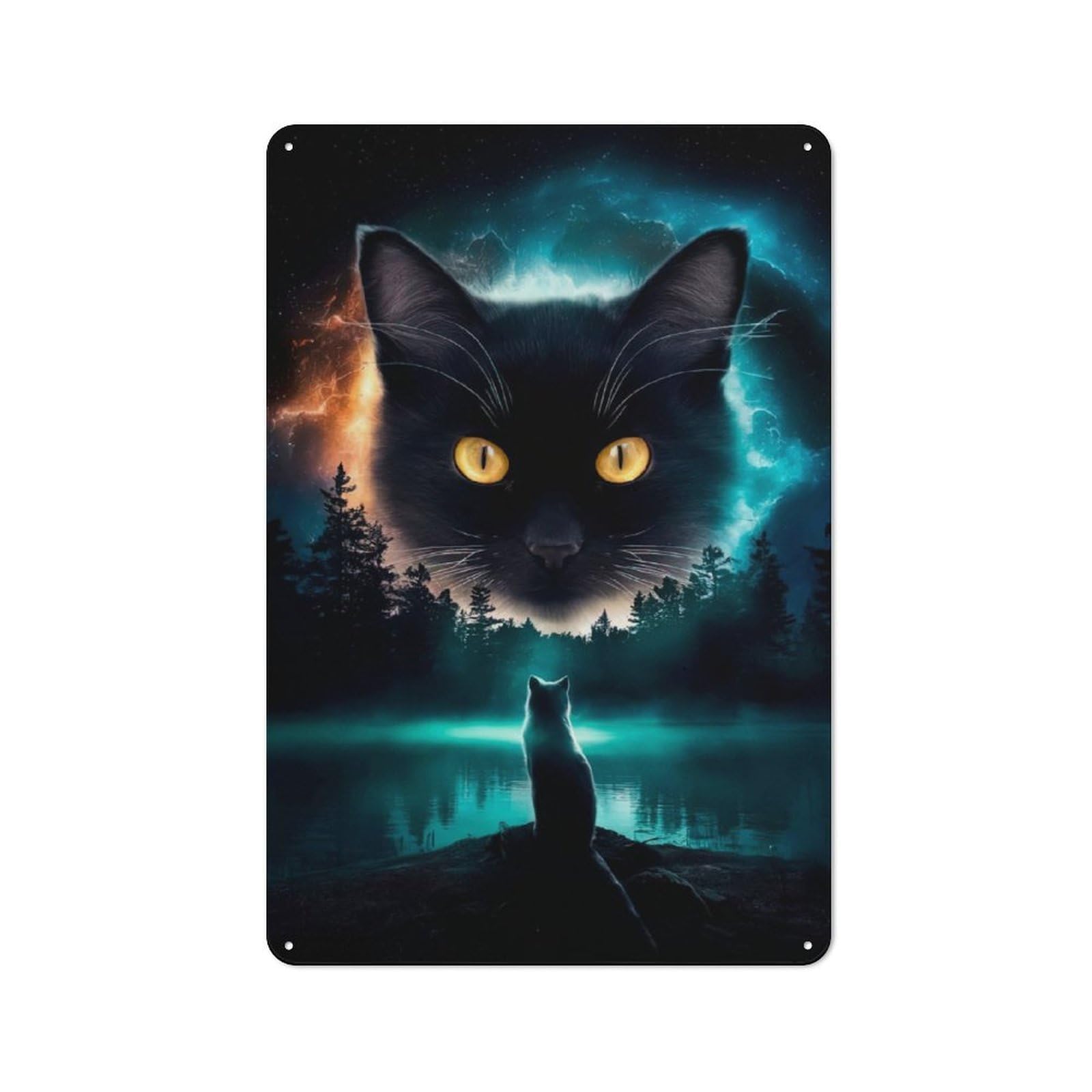 Junmoney Cosmic Cat Dream Metal Sign 30X20cm With For Hallway Wall, Rustic Decor, Housewarming Present For People Styling Hallway