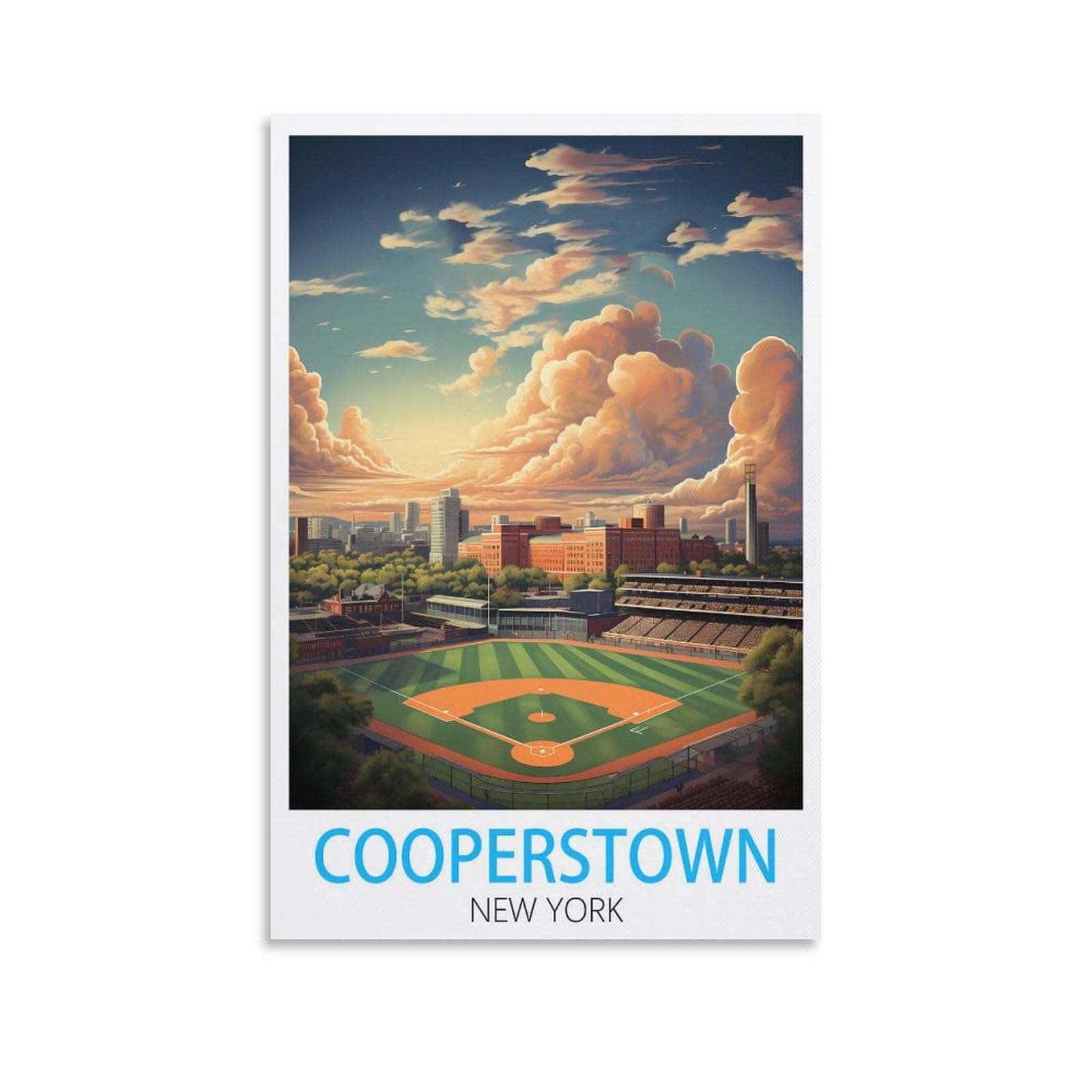 Metal Tin Sign Plaque Poster,Cooperstown New York,Art Plaque Poster Wall Decor for Home Tool Room Bar Club Restaurant Cafe 30x30cm