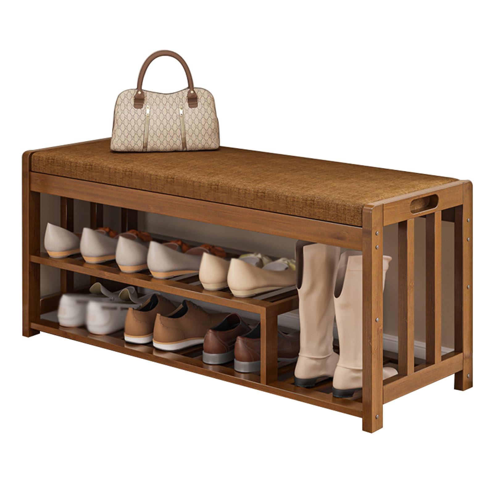 Banc d'entrée moderne chic avec assise rembourrée et étagère durable