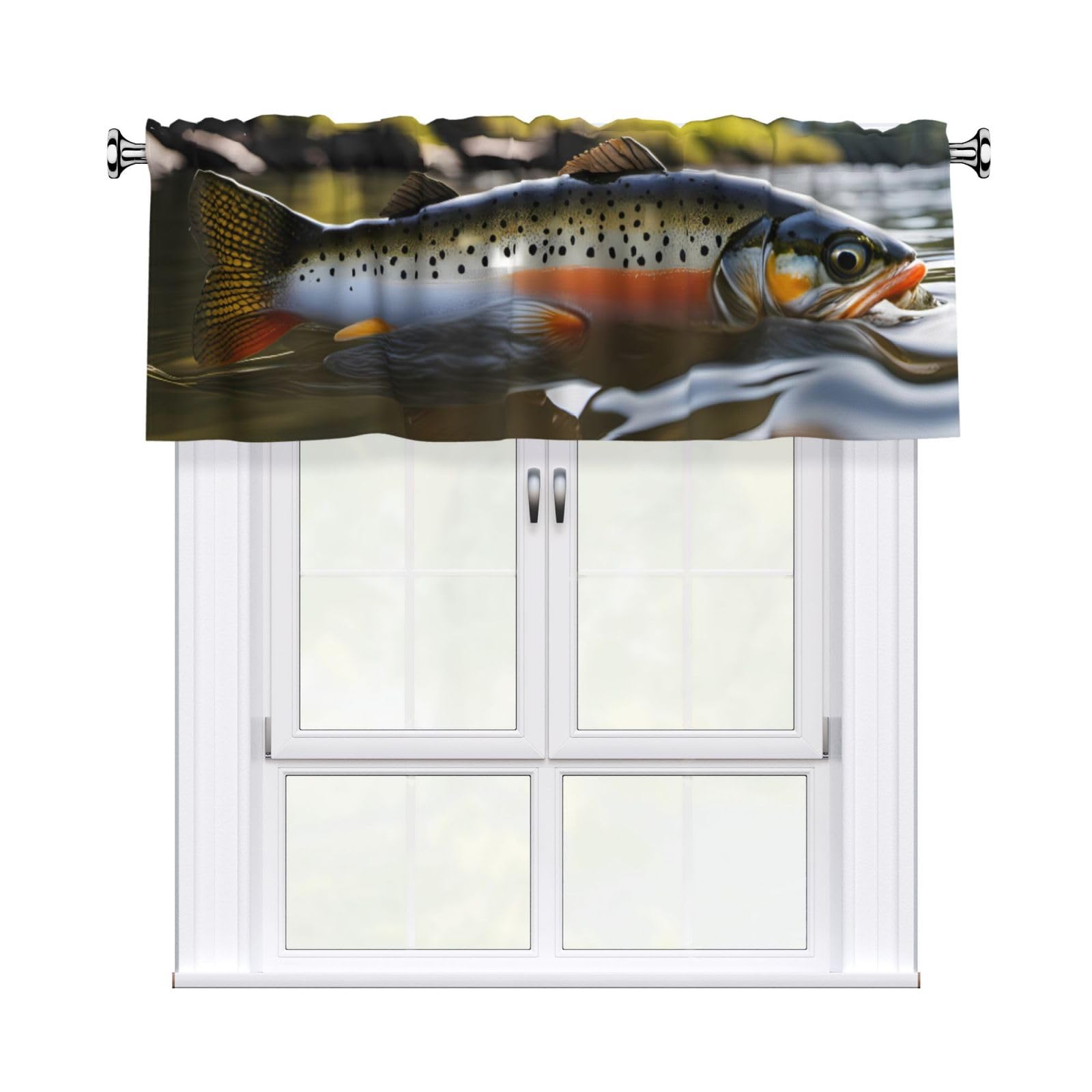brook trout fishing pole WHJSHOP Fly Pattern Curtain with Short Pole, 54x18in for Enhancing Kitchen Windows, bathrooms, Laundry Rooms, and Studios : Home & Kitchen Elite Spinning Bass Rod Precision Brook Trout Performance Color:Grey Enhanced Fishing Rod Holder corydoras catfish cave