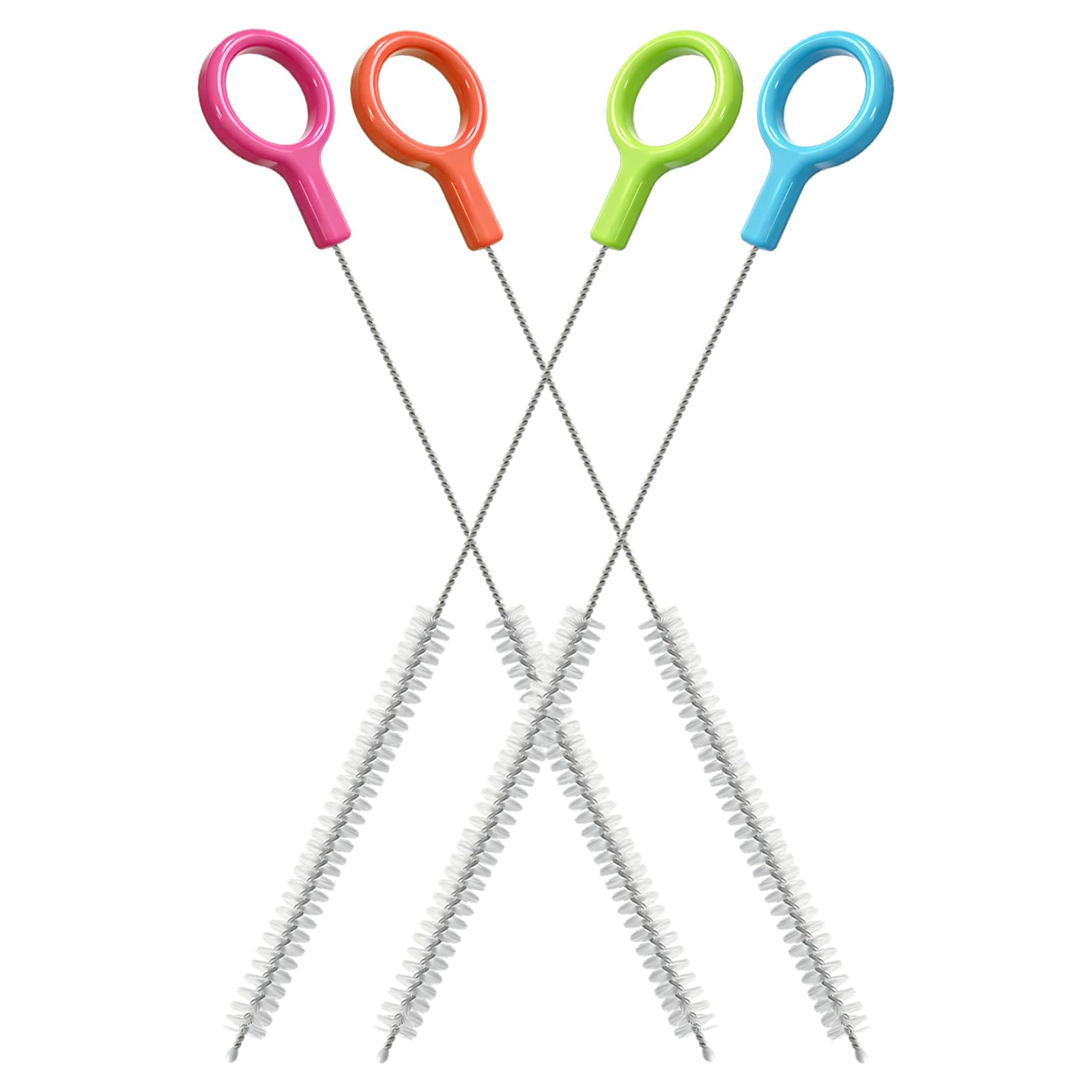 Flexible 304 Stainless Steel Straw Cleaner Brush with Color Hanging Loop