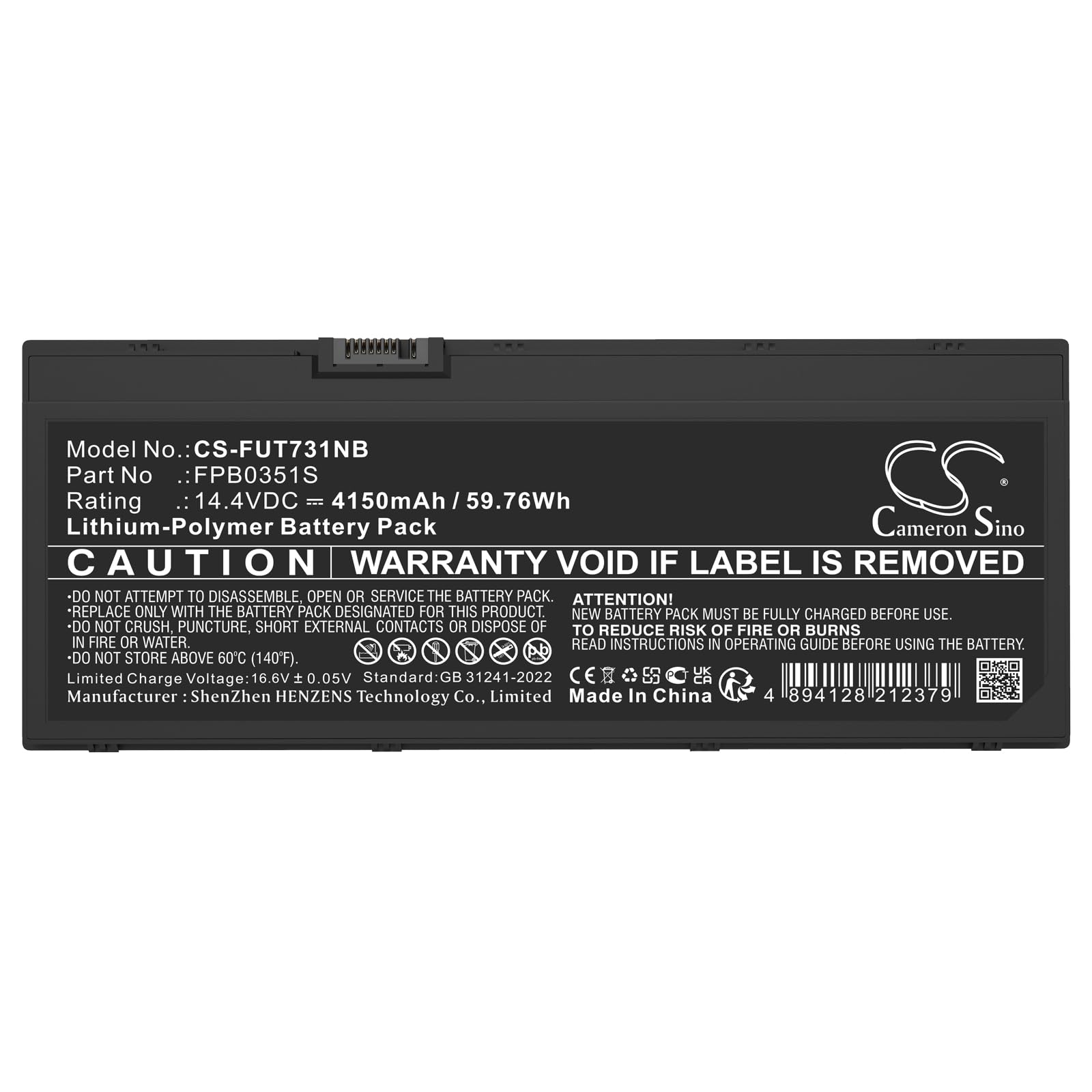 TECHTEK Batteria notebook 4150mAh compatibile con [Fujitsu] LifeBook U7310, LIFEBOOK U7311 sostituisce CP784743-03, FMVNBP251, FPB0351S, FPCBP577 FBA