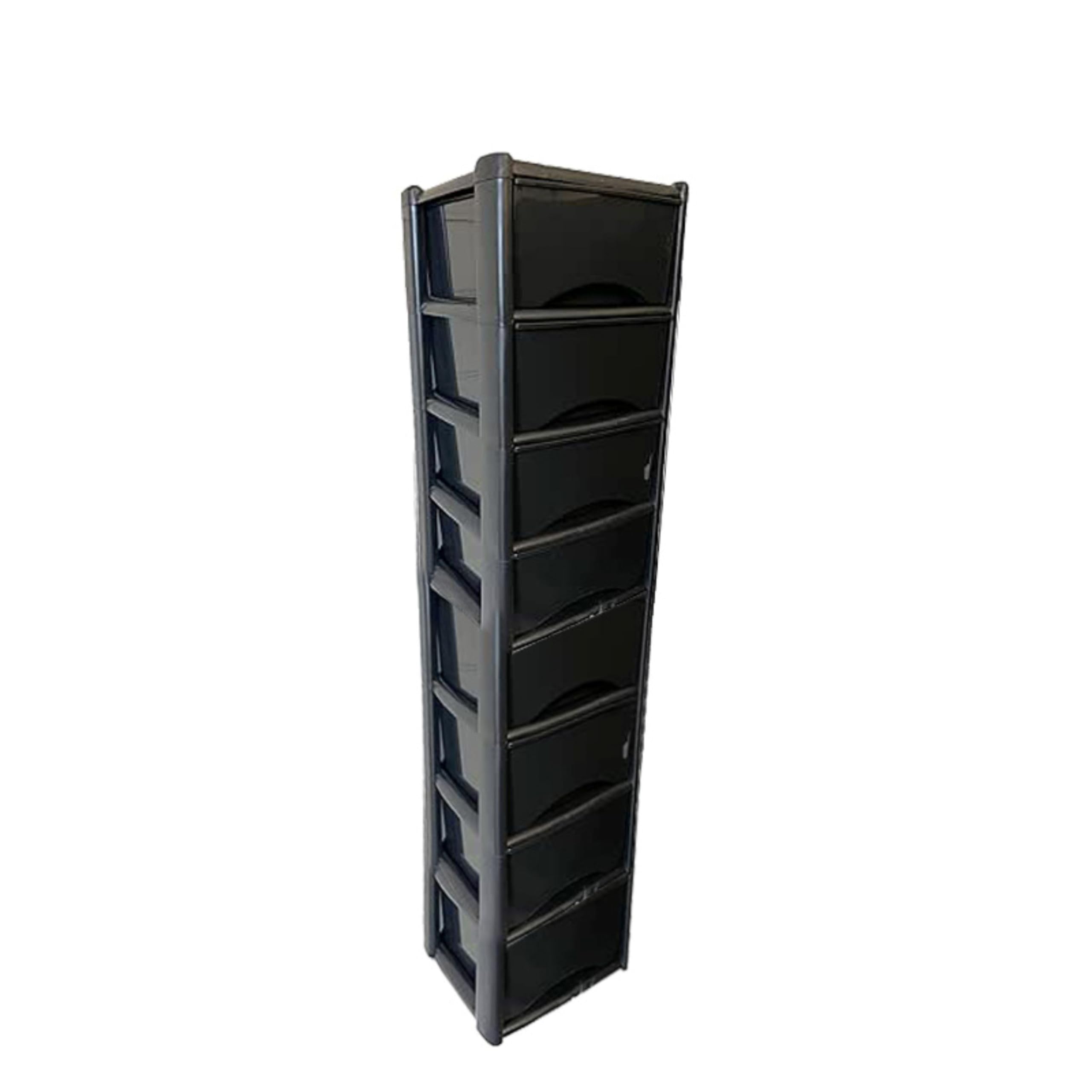 Neat. 8 Plastic Storage Drawers Unit with See-Through Drawers, Compact Vertical Design โ Durable Plastic, Ideal for Organizing Office Crafts, and Household Items, 160cm x L39cm x W39cm - Black โ image 1