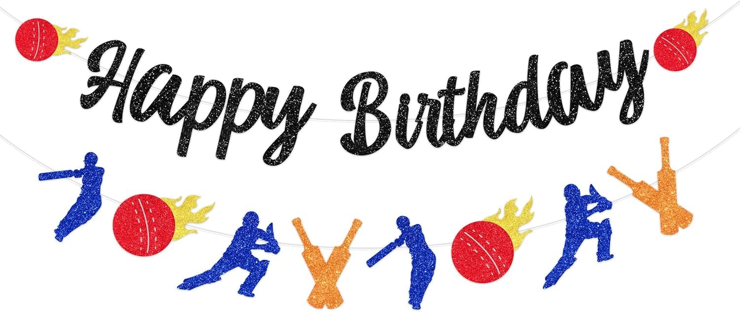 Cricket Happy Birthday Banner and Garland, Sports Theme Party Decorations
