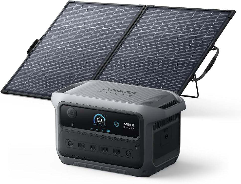 Anker Solix C2000 Gen 2 Portable Power Station ダークグレー with Anker Solix PS200 Dual Portable Solar Panel 世界最小クラスの大容量ポータブル電源2048Wh 世界最速99分で満充電 長寿命 高出力 アプリ 防災 家庭節電 キャンプ DIY ポタ電と200W両面発電ソーラーパネル 2点セット アンカー