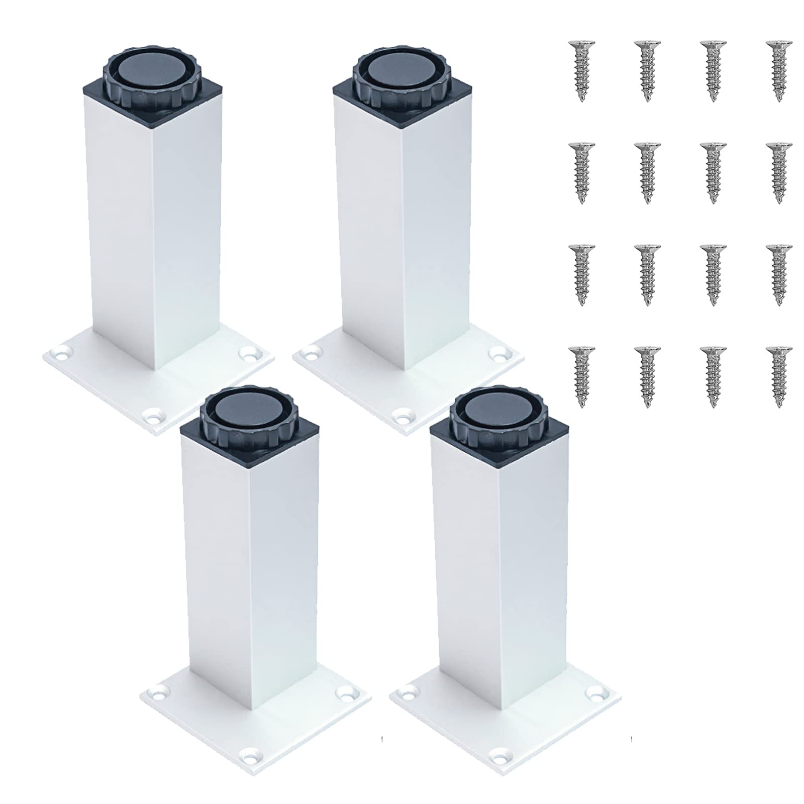 SRHIMEOS Pieds De Meubles en Espace Aluminium, Lot de 4 Pieds De Table à Vis,Remplacement Pieds De Lit Alliage d'aluminiumpour Canapé Chaise Cabinet Fauteuil Armoire (White 12cm/4.72in)