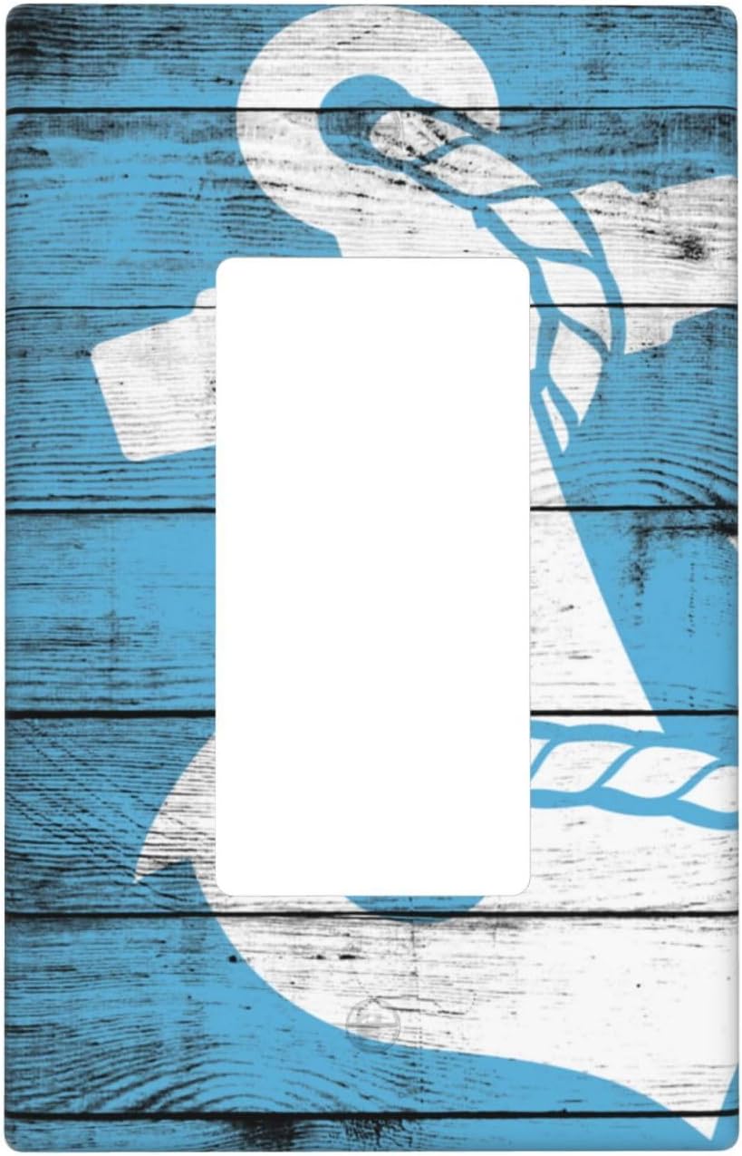 Board Nautical Anchor Single Duplex Outlet Light Switch Plate Cover Decor Wall Plate Cover For Home Bedroom Kitchen Decorative 4.5 * 2.76 Inch