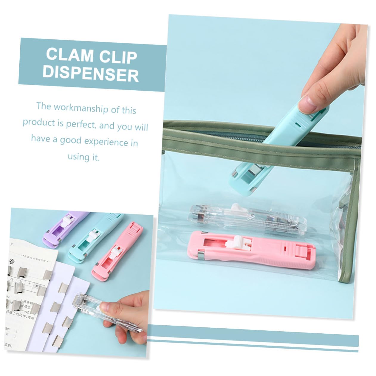 HOMSFOU 3 Set Clip Per Macchine Rilegatrici Traccia Cancelleria Pinzatrice Portatile Fermacarte -Pagina Multifunzione Pinzatrice Per Ufficio Con Clip