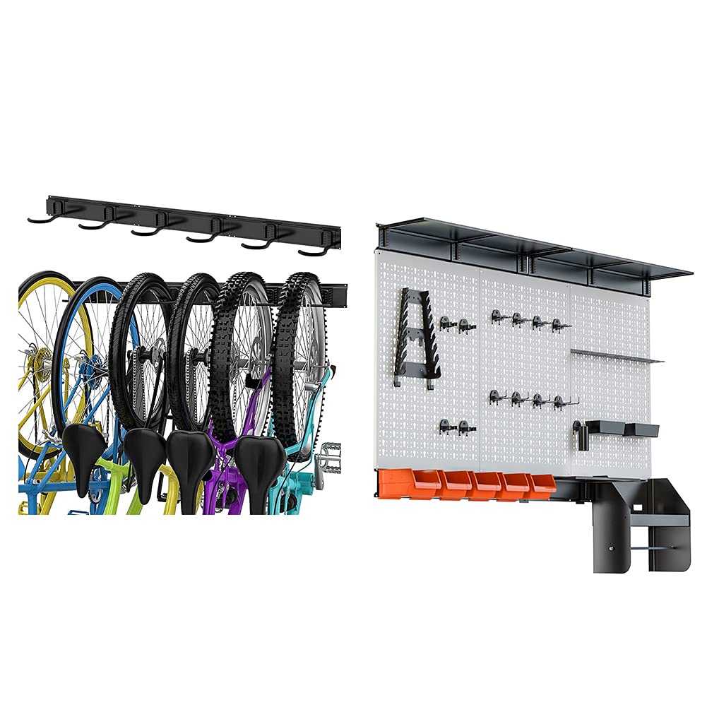 Photo 1 of (NO PEG BOARD)TORACK Bike Storage Rack, 6 Bike Rack Wall Mount Home and Garage Organizer, Pegboard Wall Organizer 4 ft. 48x40 inch Garage Metal Pegboard Organizer Utility Tool Storage Kit with Toolboard Hooks Acces