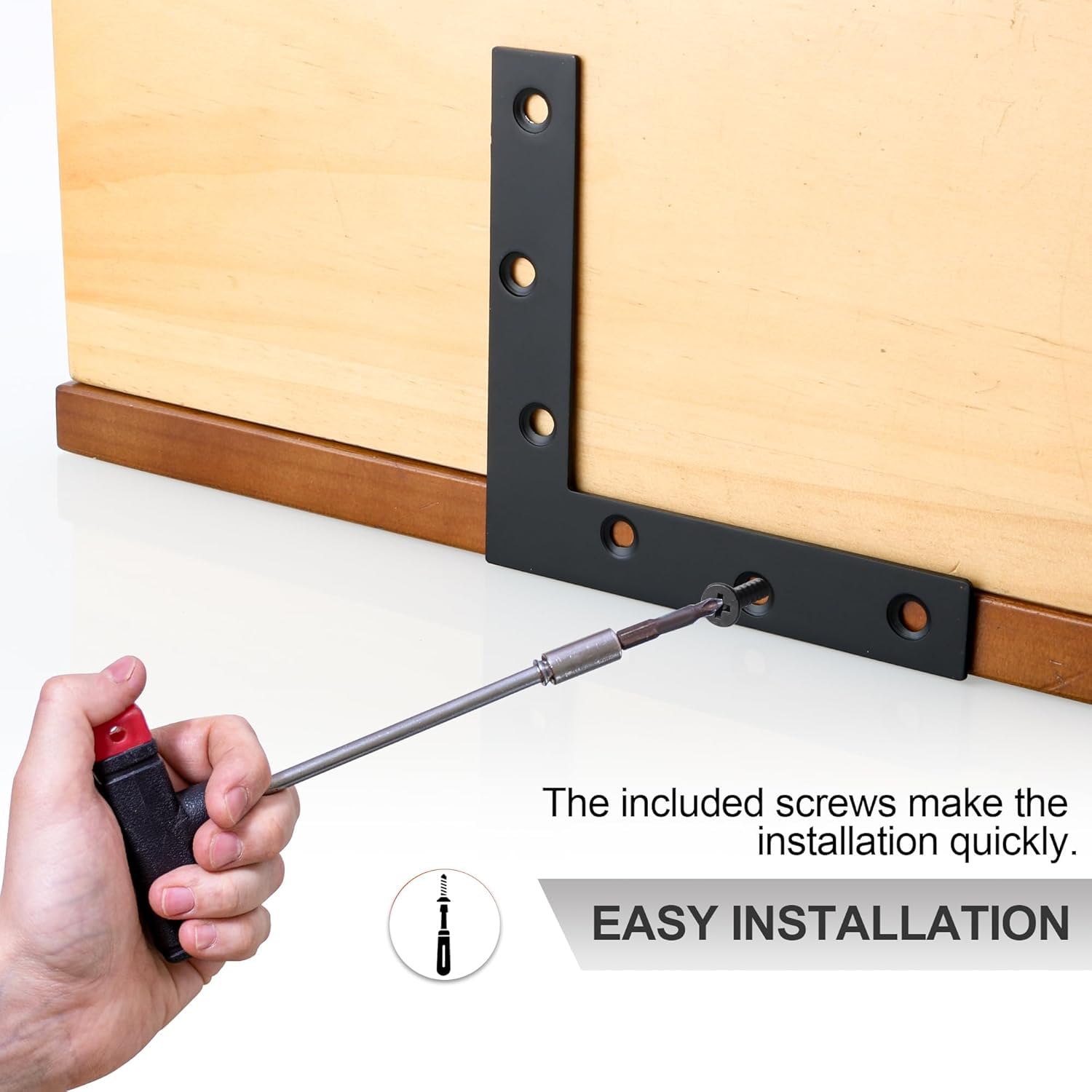 Staffe Angolari In Acciaio Inox 150x150 Mm - 4 Pezzi Con Viti - Rinforzo Per Mobili, Tavoli, Scaffali E Letti