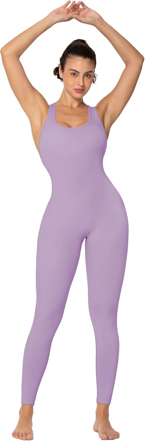 Sunzel Jumpsuits for Women Backless, Seamless Workout One Piece Bodycon Bodysuits, Butt Scrunch Leggings Unitard - Image 5