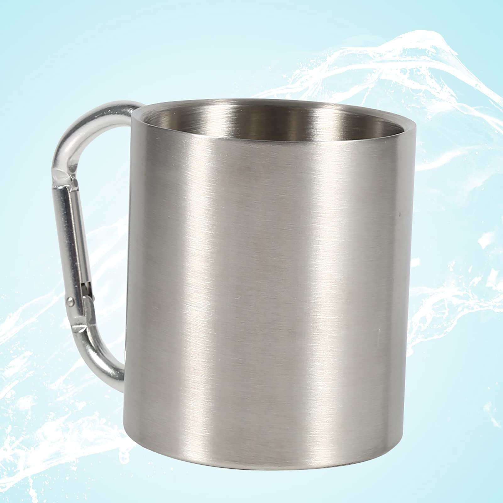 Taza Con Mosqueton, 220ml Taza Portátil de Acero Inoxidable Ideal para Viajes, Camping, Senderismo y Deportes al Aire Libre
