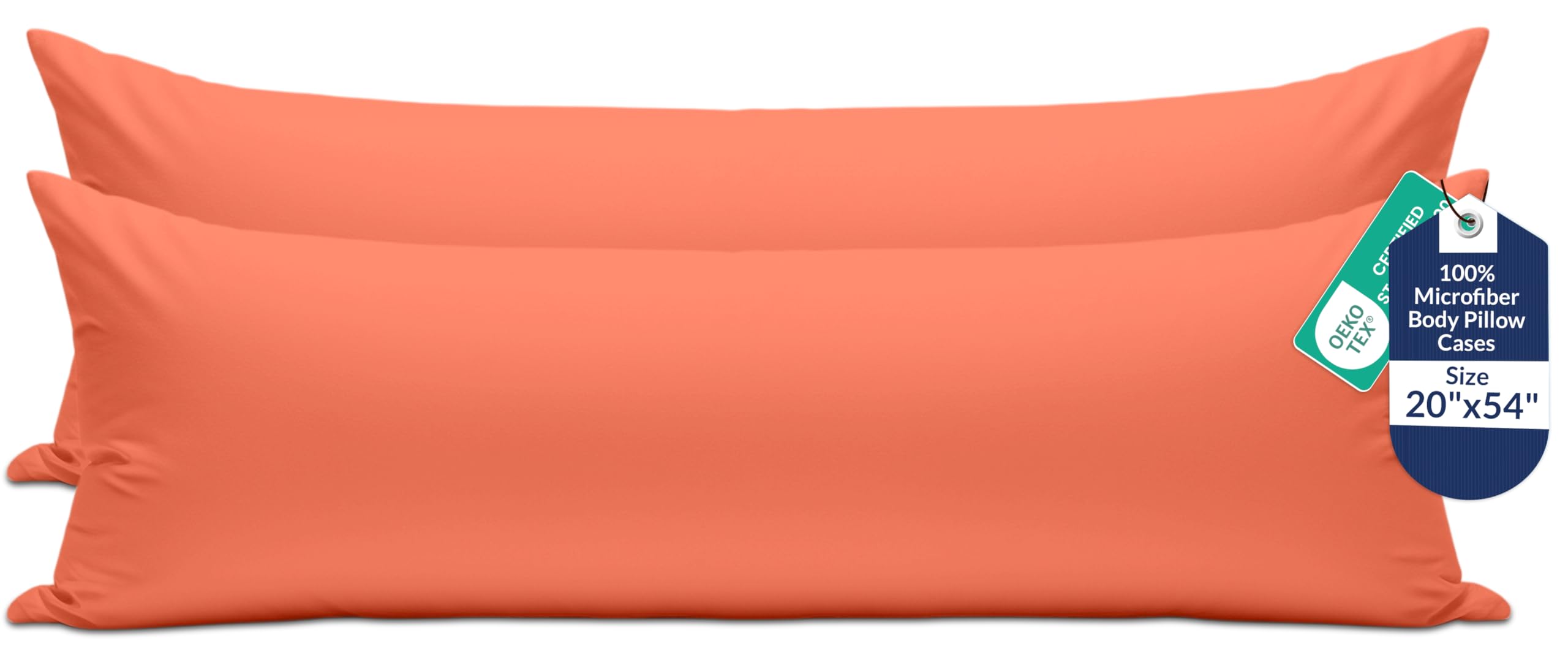 ROYALE LINENS Microfiber Body Pillow Cover with Zipper, 20x54 Inches- Coral
