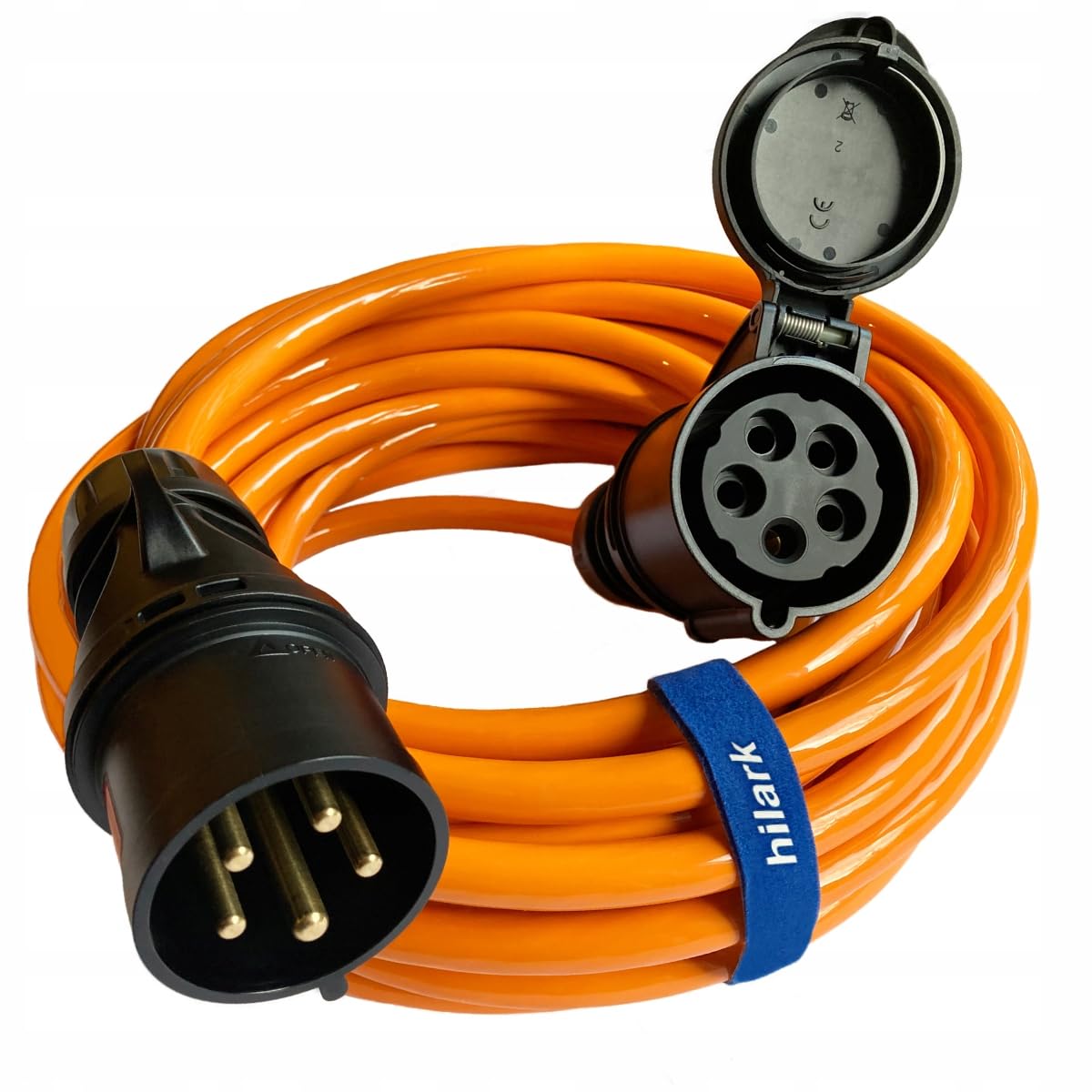 Hilark Cable Tech STÄRKSTES VERLÄNGERUNGSKABEL AUF DEM Markt, PUR H07BQ-F 5x4 32A, Stecker 025-6x POLYURETHAN 2m