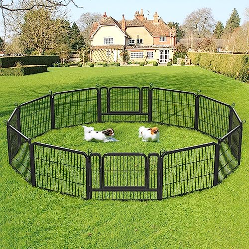 Image of Yaheetech 24 inch H 12-Panel Extra Wide Dog Playpen w /Door for Indoor Outdoor