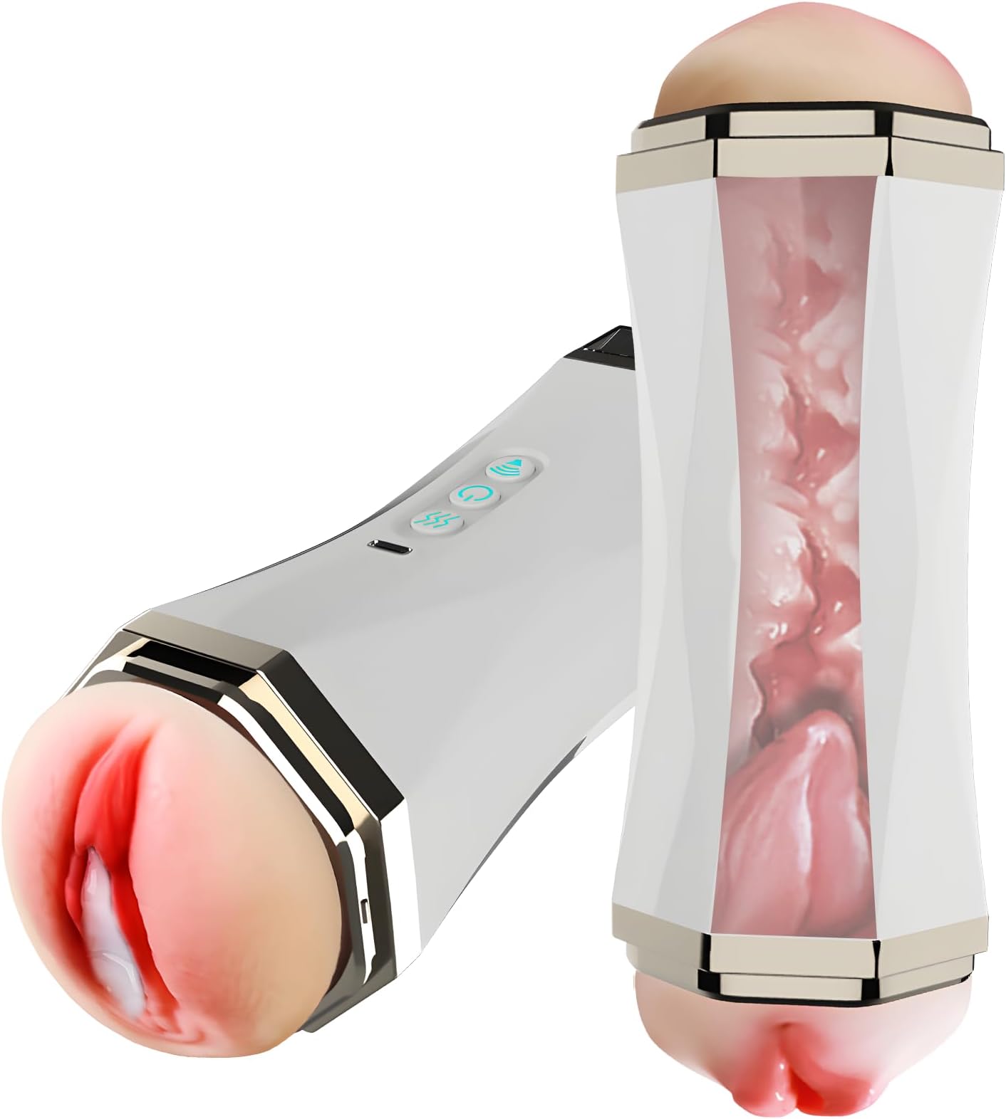 3 in1 Masterburbatar Men Automatic Stroking Sucking Thrusting Machine Silicone Pocket Puzzy Realistic Masterburbatar Hands Free Adult Toys Bj Vibratoar Toys Tight Underwear QW24-13 (White)