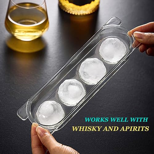 Miniatura 5 de Kenond Molde para hacer bolas de hielo, molde redondo grande para cubitos de hielo de 2 pulgadas para whisky, cócteles y bourbon, paquete de 3