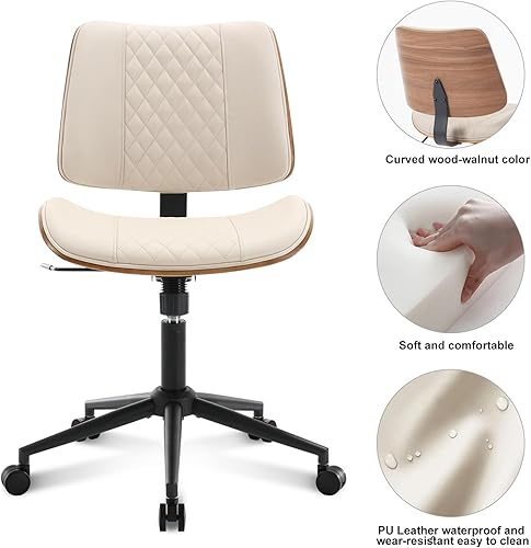 Miniatura 4 de BV Home Office Chair No Arms with Wheels, Armless Small Desk Chair,Task Computer Office Desk Chair for Casual Office Small Space,Study Room,Reading