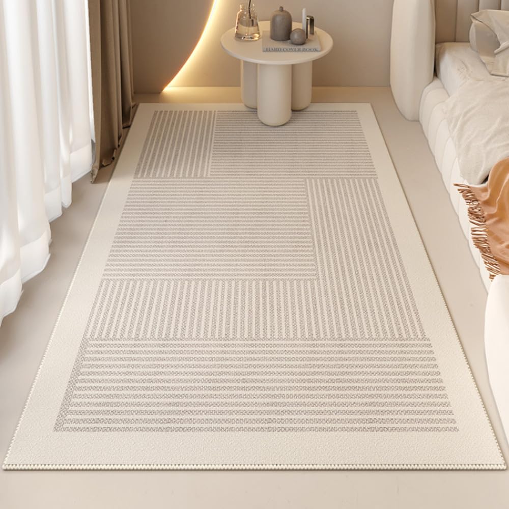Tapis de chambre style crème à rayures pour réchauffer votre salon cocooning 160x230cm