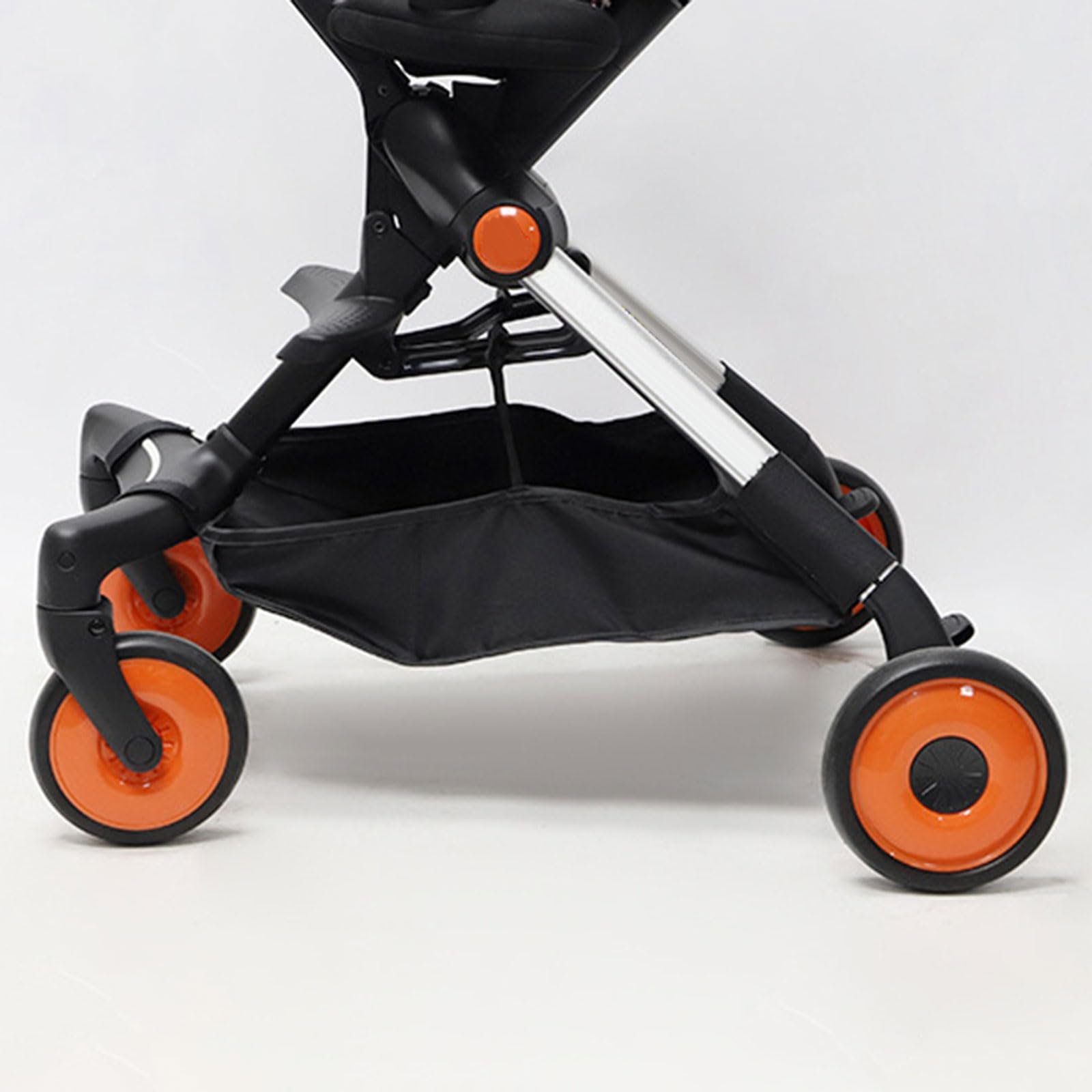 Milageto Unterer Korb für Kinderwagen, Kinderwagenkorb, tragbare Hänge-Organizer-Tasche, Netzzubehör-Organizer für Einkaufsreisen, Reisen, Camping, Schwarz