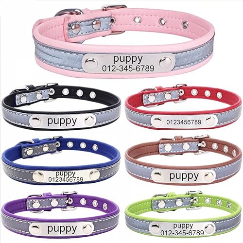 Collares de perro personalizados reflectantes personalizables para mascotas cachorros gatos con nombre de gato superfibra cómoda XS S M L
