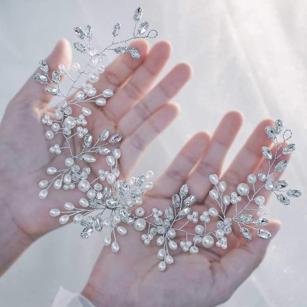 Asooll Rhinestone Bridal Headpiece Wedding Hair Accessories for Women