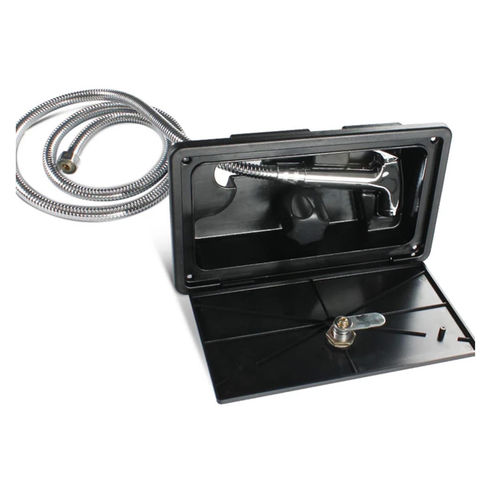 Kogedss Nero Adjustable Rv External Exterior Shower Box Kit With Lock Boat Marine Camper Motorhome Caravan Accessories(Nero)