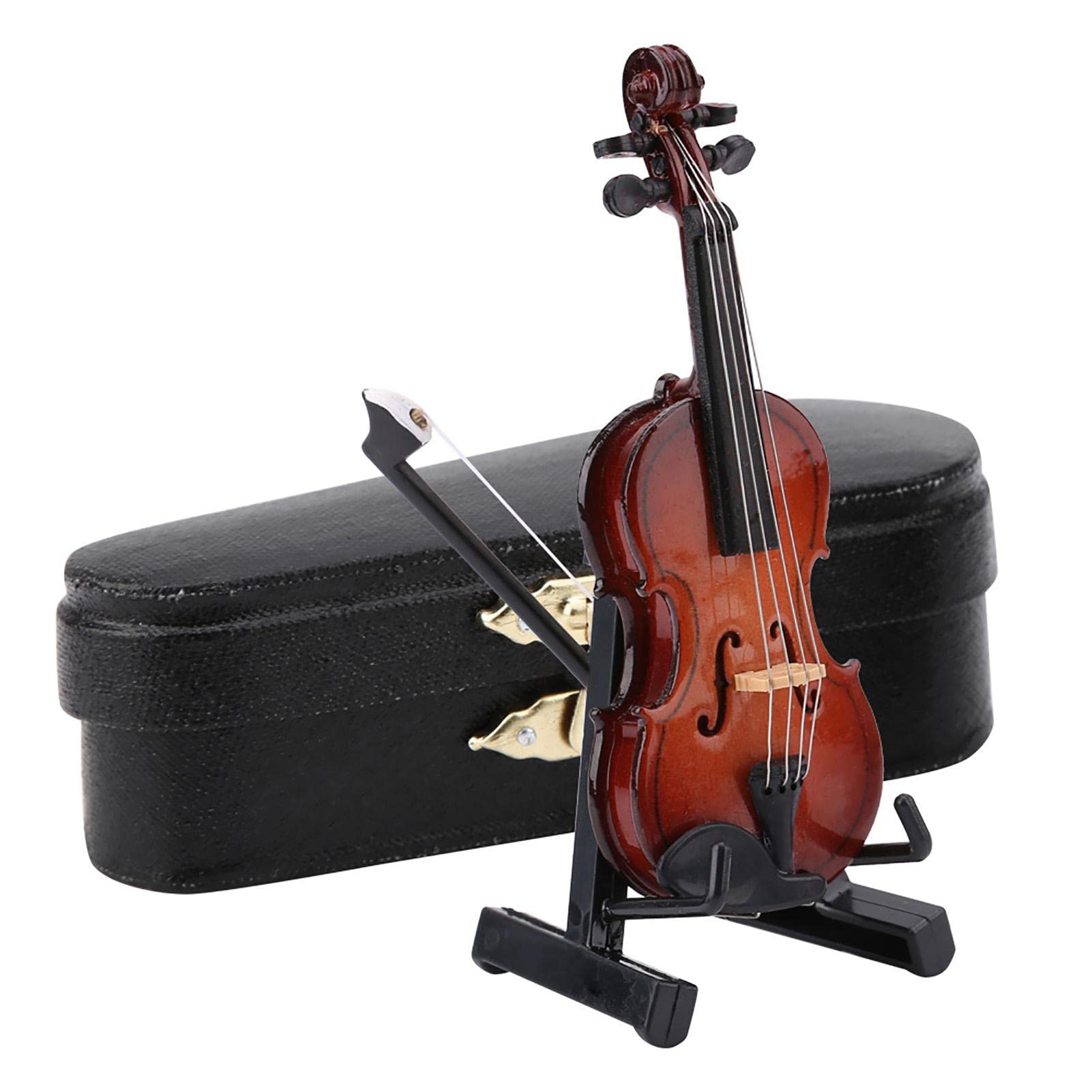 mini violin Model, Miniature Wooden violin Model with Stand Support and Case Display Mini Musical Ornaments Craft Home Decor for Home Office Festival Birthday Gift(red 8cm)
