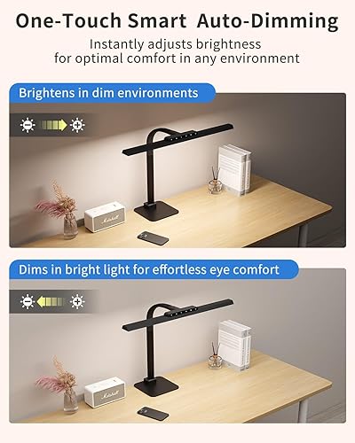 Miniatura 3 de Lámparas de escritorio para oficina con base estable, control táctil de 24 W, luces de escritorio altas ajustables, luz de trabajo de arquitecto que