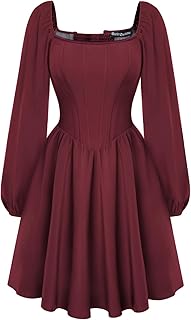 Scarlet Darkness Renaissance Corset Dress Long Sleeve Mini Dresses for Women Fishbone Fall Wedding Guest Party Dress Price In India