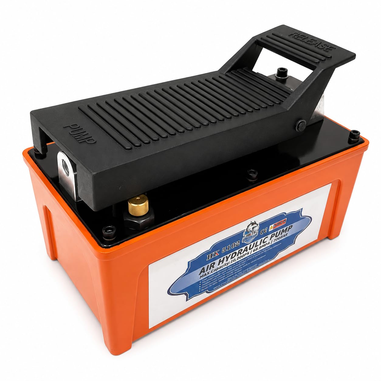 10,000 PSI Air Hydraulic Pump, 1/2 Gal Reservoir, Foot-Operated