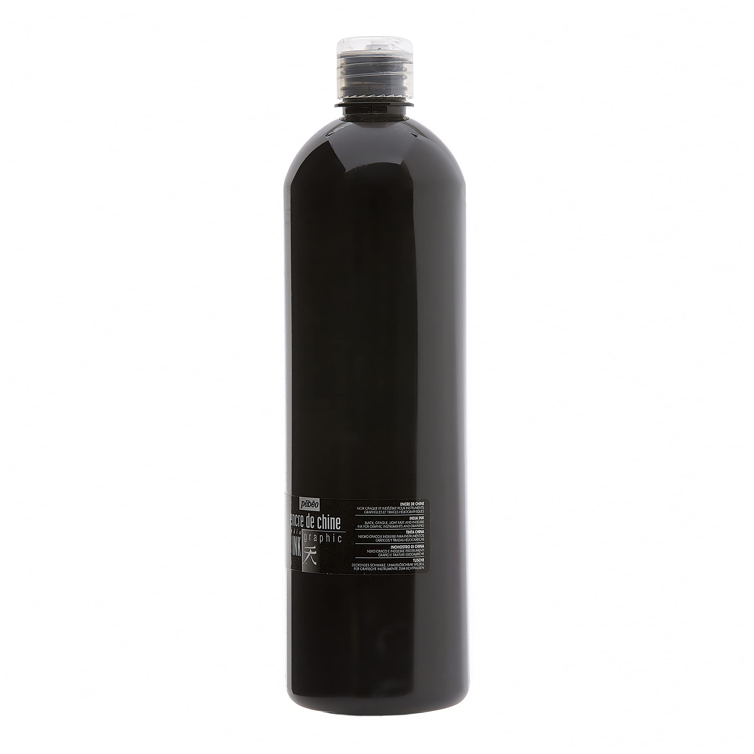 Pébéo - Peinture Encre de Chine Graphique - Flacon de 1 L Noir Opaque