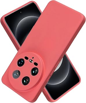 Compatible with Xiaomi 14 Ultra Case, Silicone, Shock Resistant, Flexible TPU Silicone, Smooth to the Touch, Thin, Ultra Lightweight, Compatible with Xiaomi Mi 14 Ultra Cover, Full Protection, Matte Texture, Anti-Slip, Anti-Scratch, Convenient to Carry, mi 14 Ultra Case Red