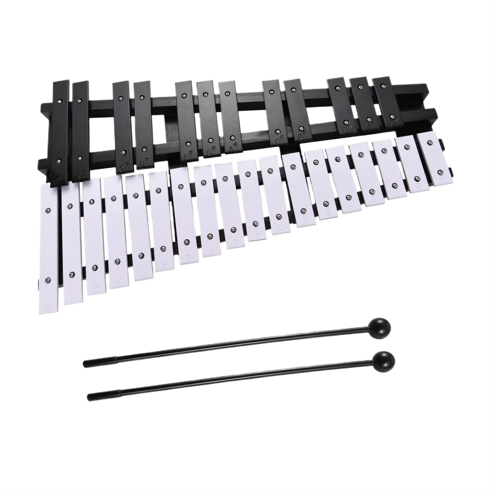 Xylophon-Instrument 30-Noten-Glockenspiel Faltbares Xylophon Holzrahmen 5 Mm Dicke Aluminiumstäbe Percussion-Musikinstrument(A)