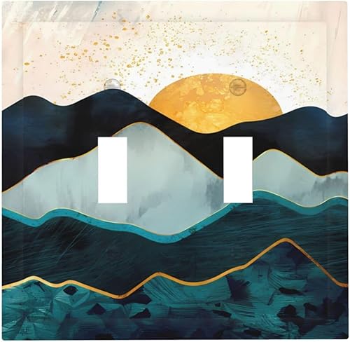 Cubierta decorativa de mármol de montaña para interruptor de luz de 2 cuadras, placa frontal eléctrica para baño, hogar, sala de estar