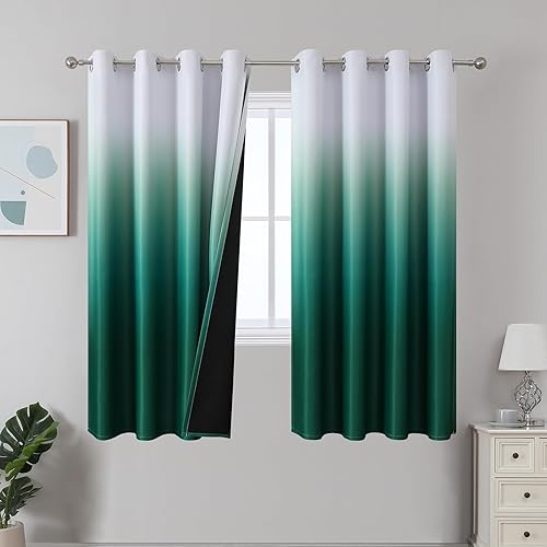 Miniatura 45 de Estelar Textiler Cortinas Opacas con Degradado para Sala de Estar de 84 Pulgadas de Largo, Cortinas de Ojales Ombré con Aislamiento Térmico de Gris
